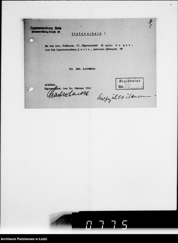 Obraz 14 z jednostki "Lager Hermann-Gör.Str.39.Herr Straube. [Korespondencja w sparwie wydania i przyjęcia towarów]"