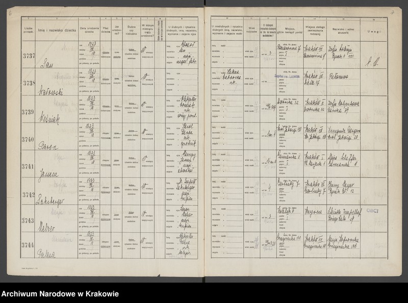 image.from.unit "Księga urodzin Chrześcijan i Izraelitów, t. III"