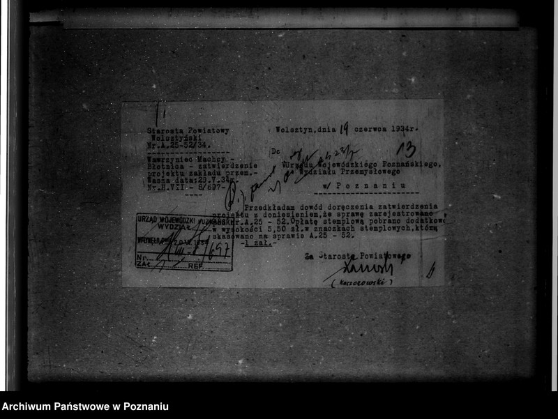 Obraz 17 z jednostki "Zatwierdzenie zakładu przemysłowego tartaku/ W. Machoy w Błotnicy powiat wolsztyński"