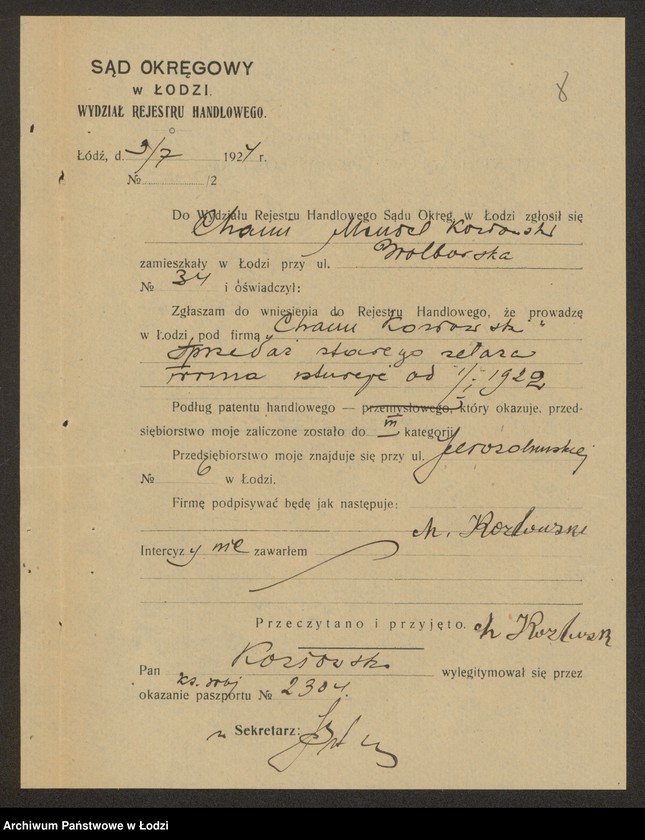 Obraz 10 z jednostki "Chaim Kozłowski- sprzedaż żelaza"