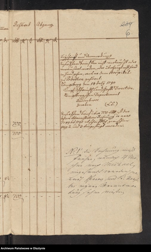 image.from.unit.number "Administrations Rechnung über des Stolterfothsche Legaten Capital und derer Intereßen deßen Einnahme und Ausgabe zu Pobethen Von Michael 1797 bis Michael 1798"