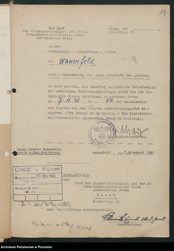 Obraz 20 z jednostki "[Wykazy wysiedlonych Polaków] Posen - Land I [Poznań - Powiat]"