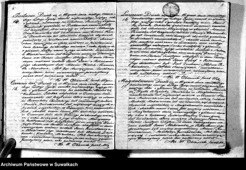 image.from.unit.number "Duplikat akt urodzonych, zaślubionych i zmarłych parafii wigierskiey z roku 1855"