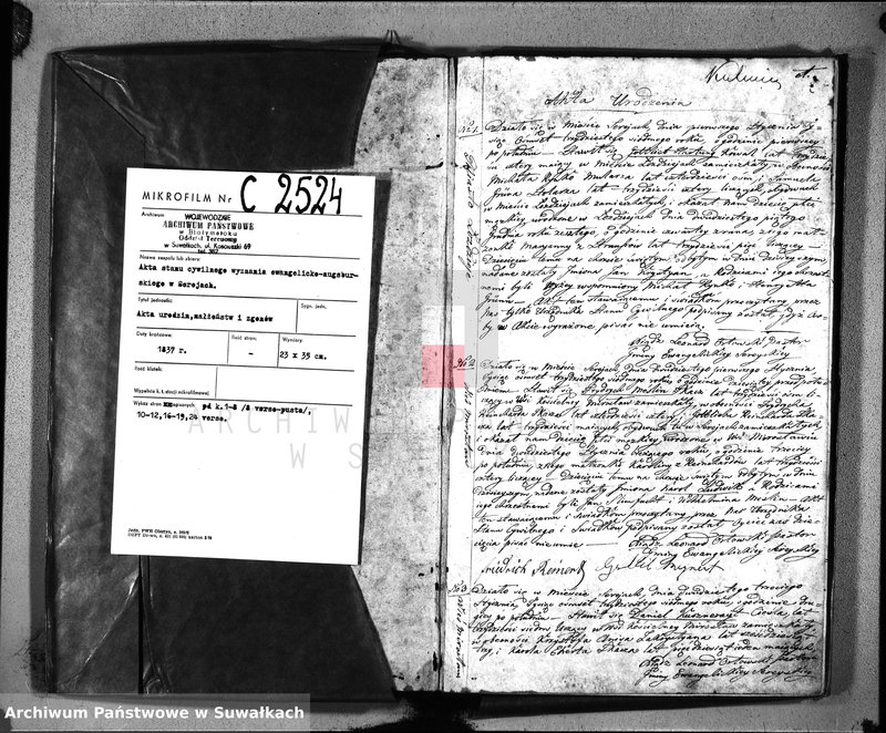 image.from.unit.number "Księga Duplikat do Zapisywania Aktów Urodzenia, Małżeństw i Zejścia dla Parafii Ewangelickiey Sereyskiey na Rok 1837"