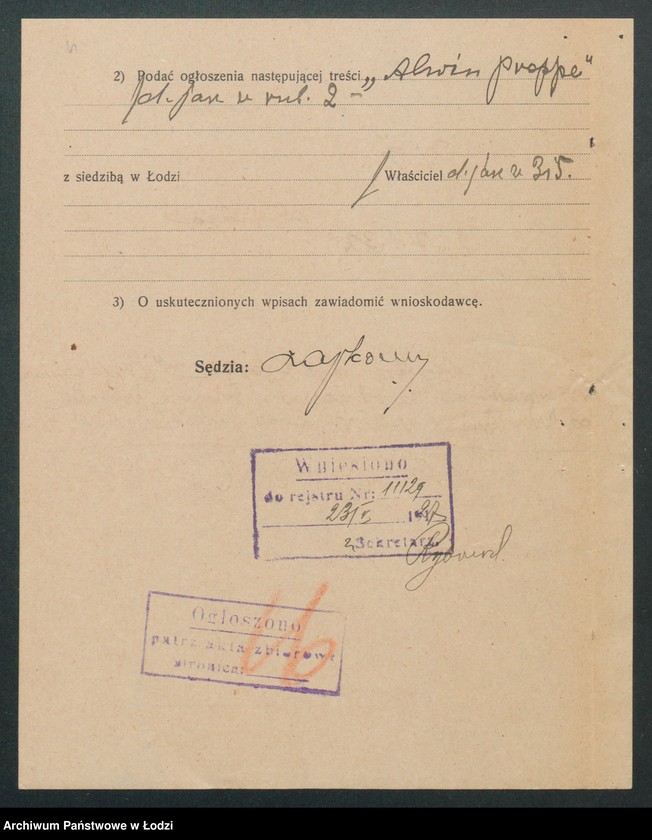 Obraz 6 z jednostki "Alwin Proppe- przędzalnia i szarparnia zarobkowa"