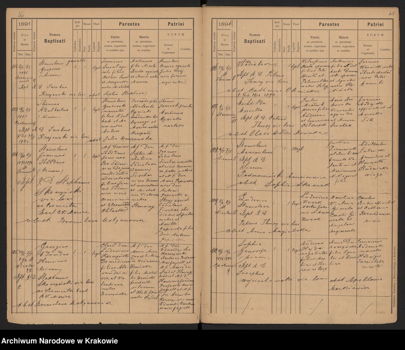 Obraz 17 z jednostki "Wtoropisy Ksiąg urodzonych par. N. P. Marii z lat 1890-1894"