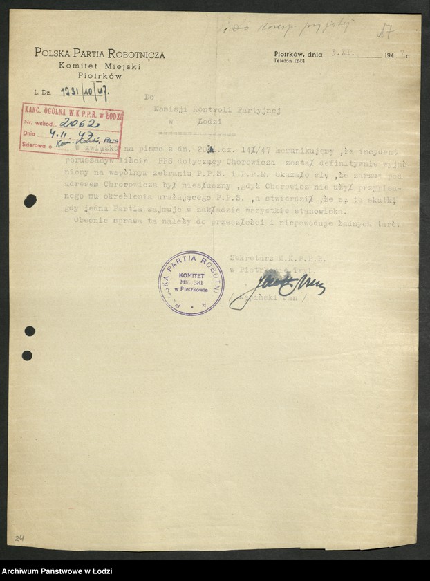 Obraz 18 z jednostki "Korespondencja z komitetami powiatowymi i miejskimi od P do Z"