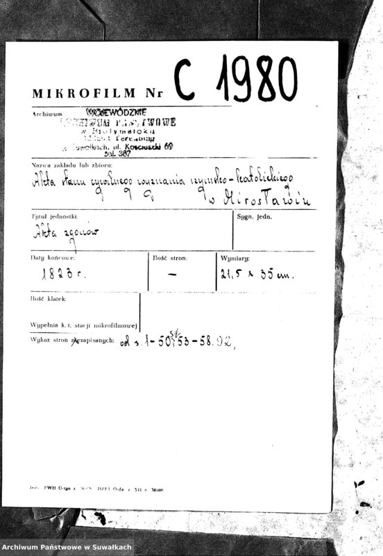 image.from.unit.number "Akta Umarłych Gminy Mirosławskiey na Rok 1823"