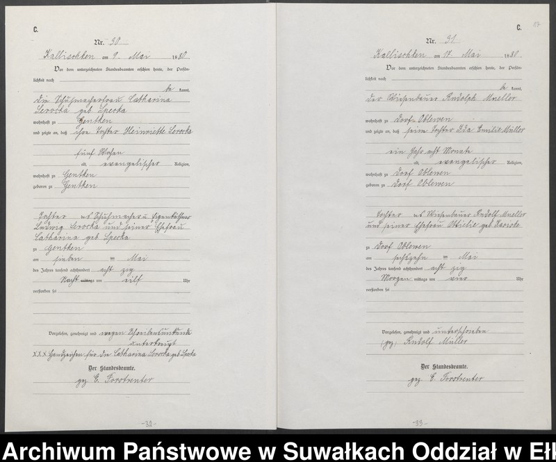 image.from.unit.number "[Sterbe-Neben-Register des Königlich Preussischen Standes-Amtes Kallischken Kreis Johannisburg]"