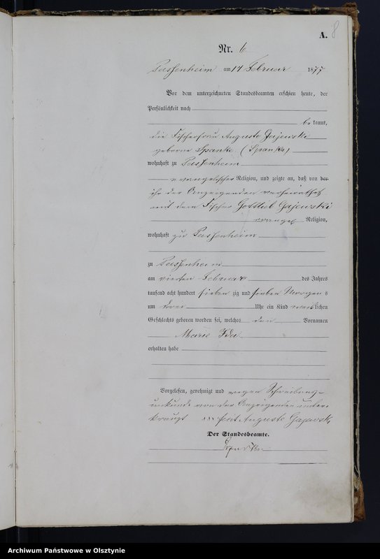 Obraz 10 z jednostki "Geburts-Haupt-Register Nr 1 - 78"
