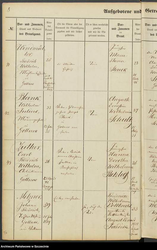 image.from.unit.number "Register der in der Stadt Gollnow Aufgebotenen und Getrauten."