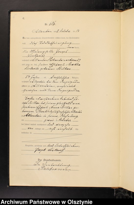 image.from.unit.number "Sterbe-Haupt-Register Tom II, Nr 601-720"