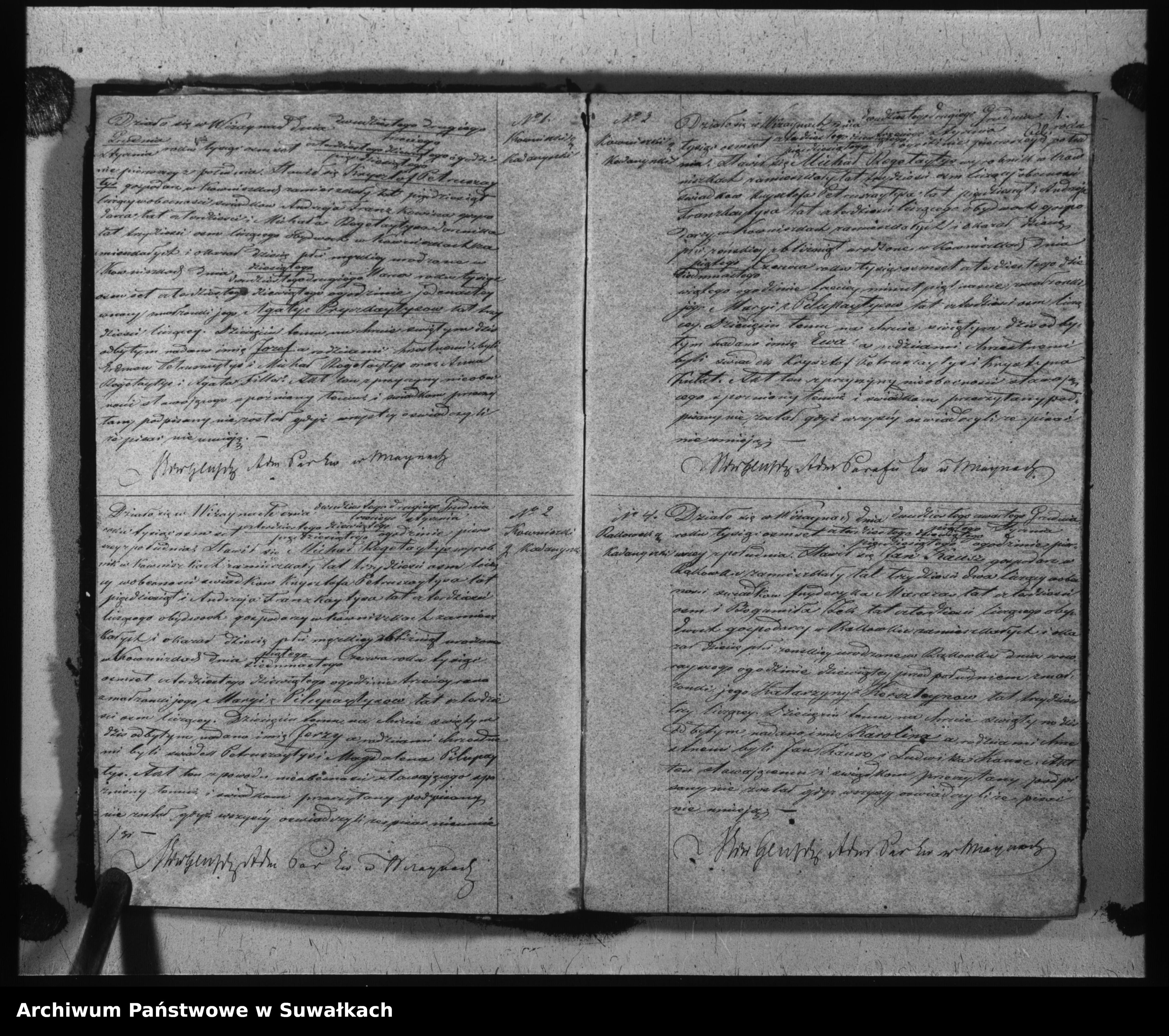 Skan z jednostki: Duplikat do zapisywania aktów Urodzonych, małżeństw i Zeyścia w Parafii Ewangelickiey Wiżayny na rok 1850