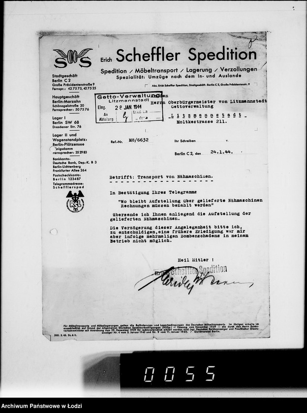 Obraz 9 z jednostki "Nähmaschinen. [Korespondencja w sprawie zakupu, transport i rachunki]"