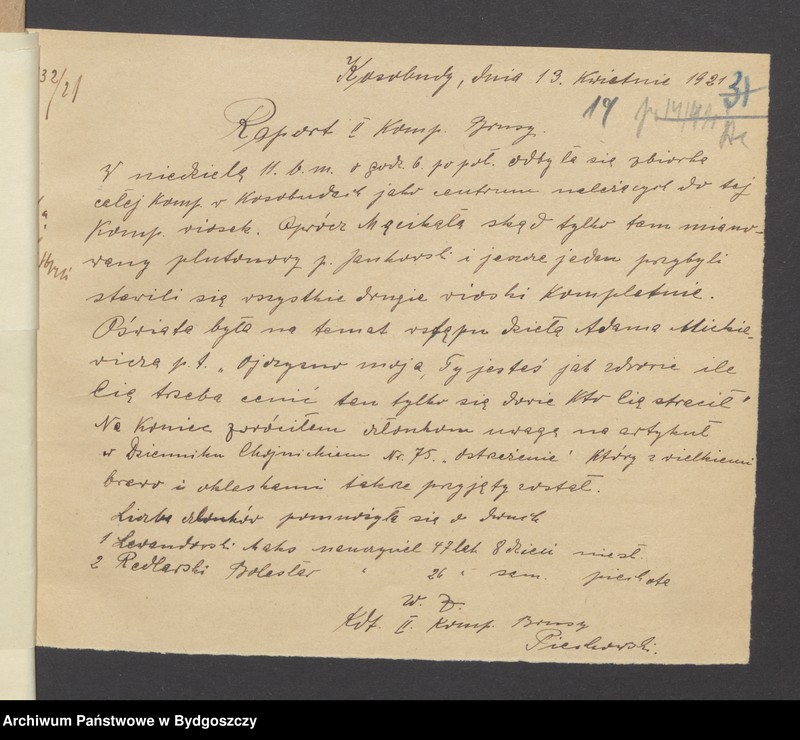 image.from.unit.number "Raporty Baonów do Komendy Powiatowej w Chojnicach o pracach oświatowych [wykładach i odczynach]"