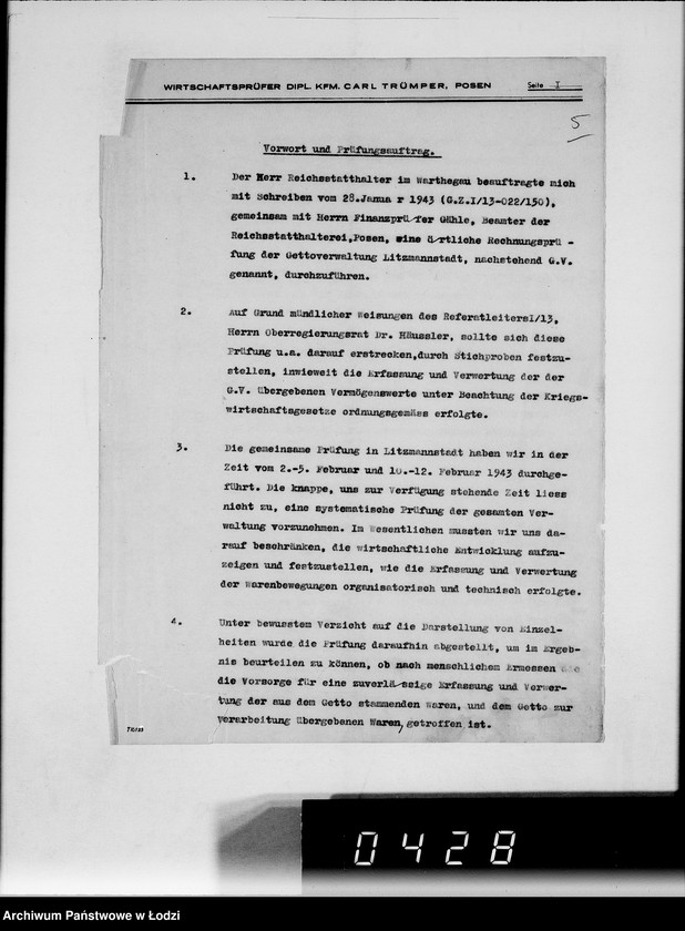 Obraz 9 z jednostki "Bericht über die Prüfung bei der Gettoverwaltung-Litzmannstadt."