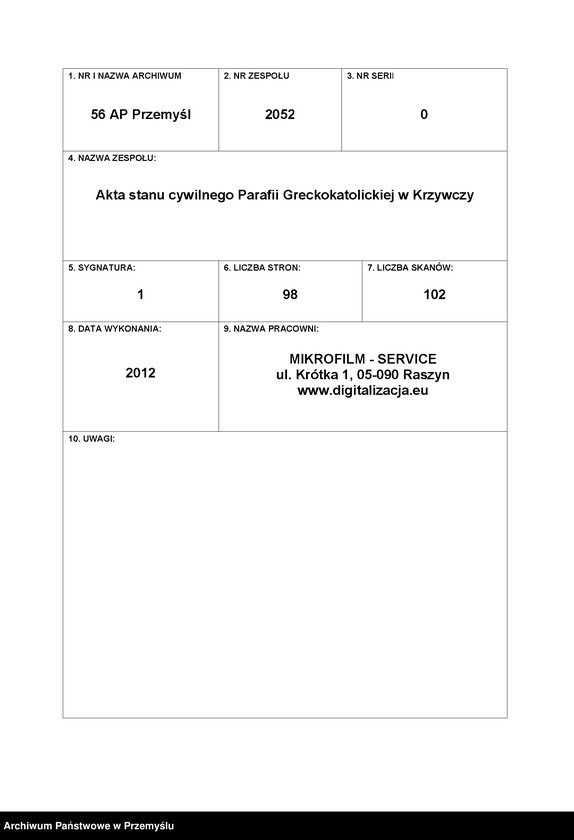 image.from.unit.number "[Księga urodzeń - wieś Krzywcza]"