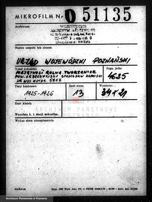 Obraz 2 z jednostki "Majętność rolna Tworzanice, pow. leszczyński Stanisław Kamoski nr woj. kotła 5868"