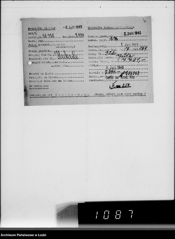 Obraz 10 z jednostki "Lebensmitteleinkauf, Aufträge, [Lieferscheinen und Rechnungen] 20461-20720"