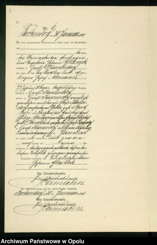 Obraz 10 z jednostki "Sterbe-Neben-Register des Standesamts Borkendorf pro 1900"