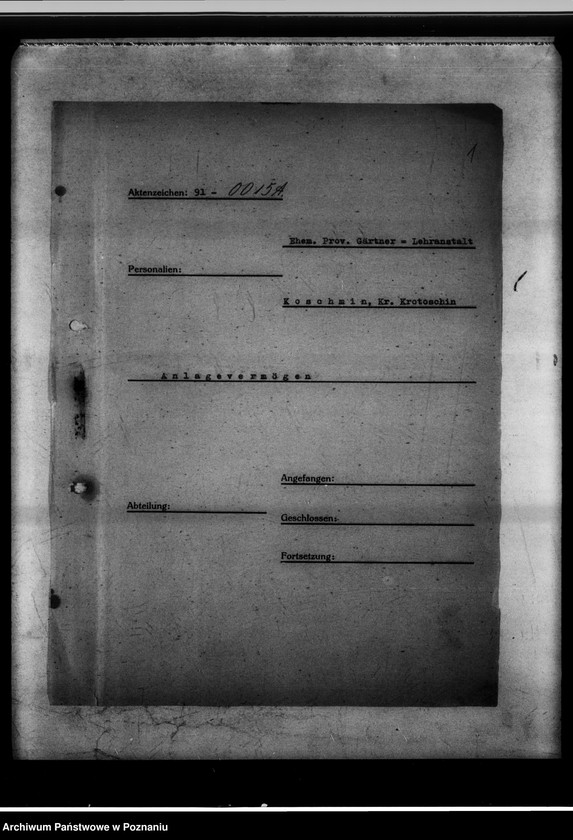 Obraz 5 z jednostki "Koschmin - Ehemalige Provinzial-Gärtnerlehranstalt Anlage-Vermögen."