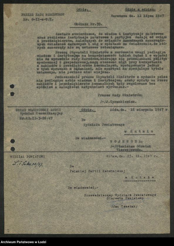 Obraz z jednostki "[Dekret o nadzwyczajnych komisjach mieszkaniowych oraz okólniki Prezesa Rady Ministrów i Kancelarii Rady Państwa]"