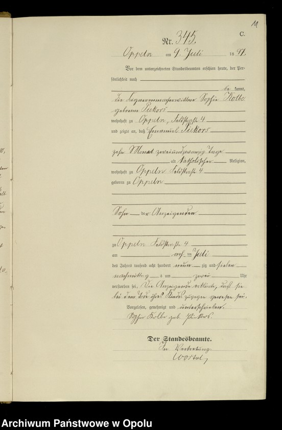 image.from.unit.number "Urząd Stanu Cywilnego w Opolu 1897 Rejestr zgonów Księga Miejscowa Nr 335 do 634"