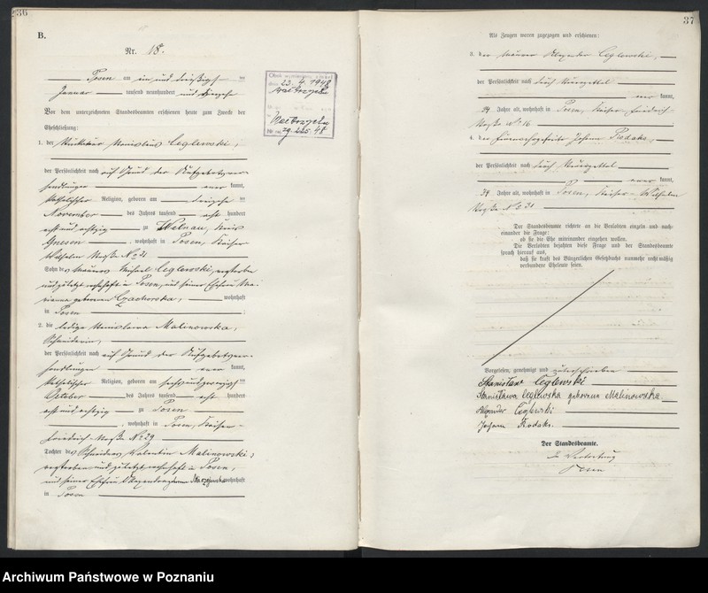 Obraz 20 z jednostki "Księga miejscowa małżeństw tom I [Rejestr główny małżeństw]"