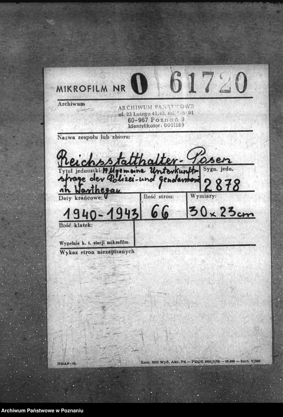 Obraz 2 z jednostki "Allgemeine Unterkunftsfrage der Polizei- und Gendarmerie im Warthegau"