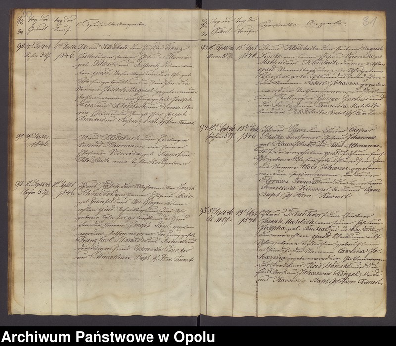 image.from.unit.number "Duplicat der in der katholischen Parochie Gross-Carlowitz Ottmachauer Archipresbyterats Grottkauer Kreises stattgefundenen Taufen, Traungen und Begräbnisse pro 1846"