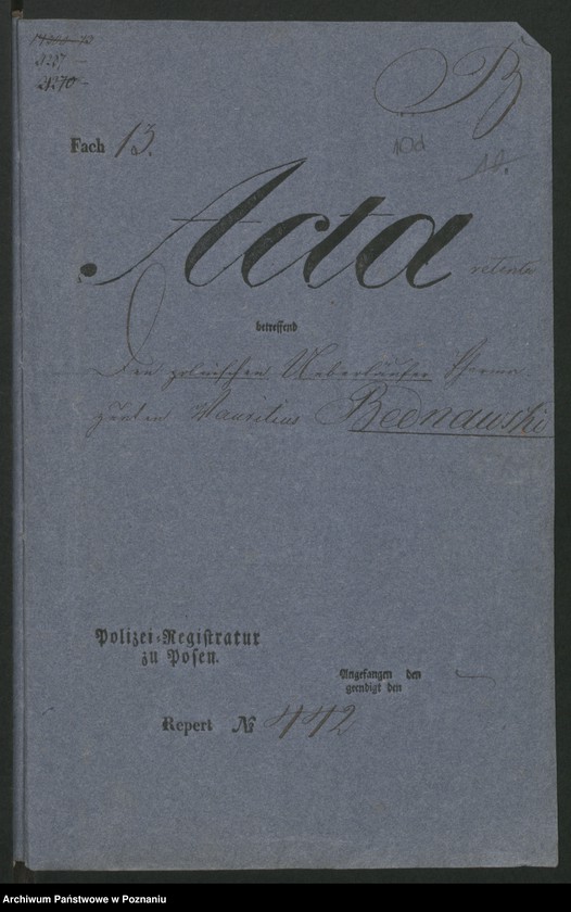 Obraz 18 z jednostki "A. betr. den polnischen Überläufer Pharmazeuten Mauritius Bednawski"