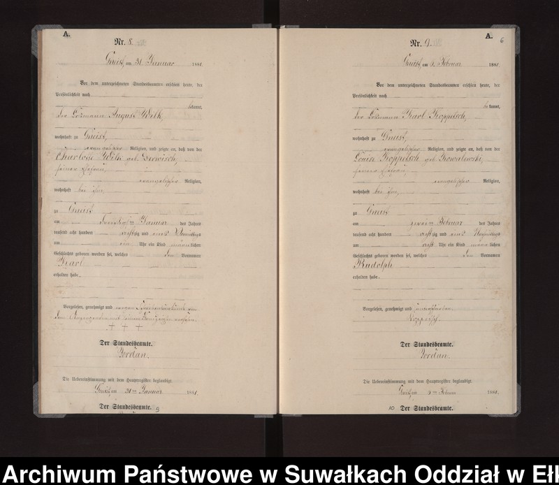 image.from.unit.number "Geburts-Neben-Register des Königlich Preussischen Standes-Amtes Gneist Kreis Loetzen"