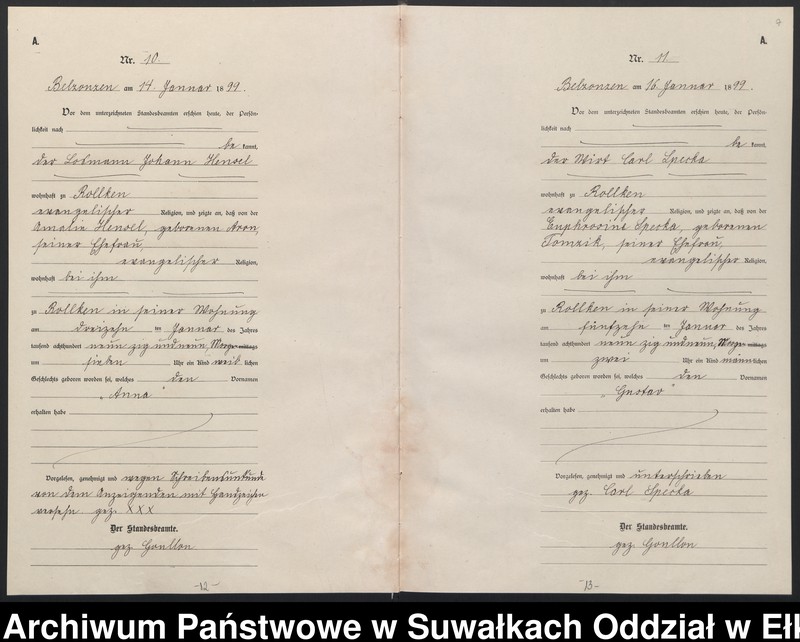 image.from.unit.number "[Geburts-Neben-Register des (Königlichen) Preussischen Standes-Amtes Belzonzen Kreis Johannisburg]"