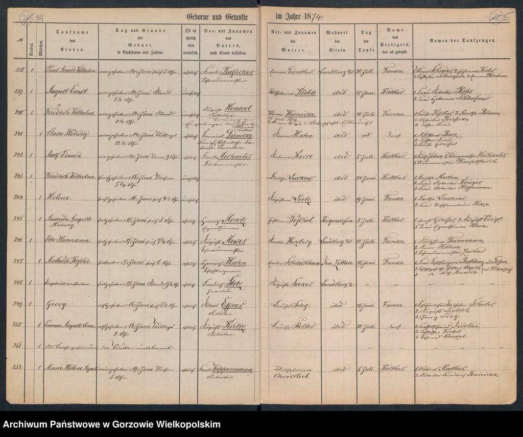 image.from.unit.number "Duplikate der Hauptkirche Landsberg an der Warthe (zawiera także Concordienkirchen-Gemeinde in Verbindung mit der reformirten und Militair-Gemeinde dotyczących zgonów w 1874 r.)"