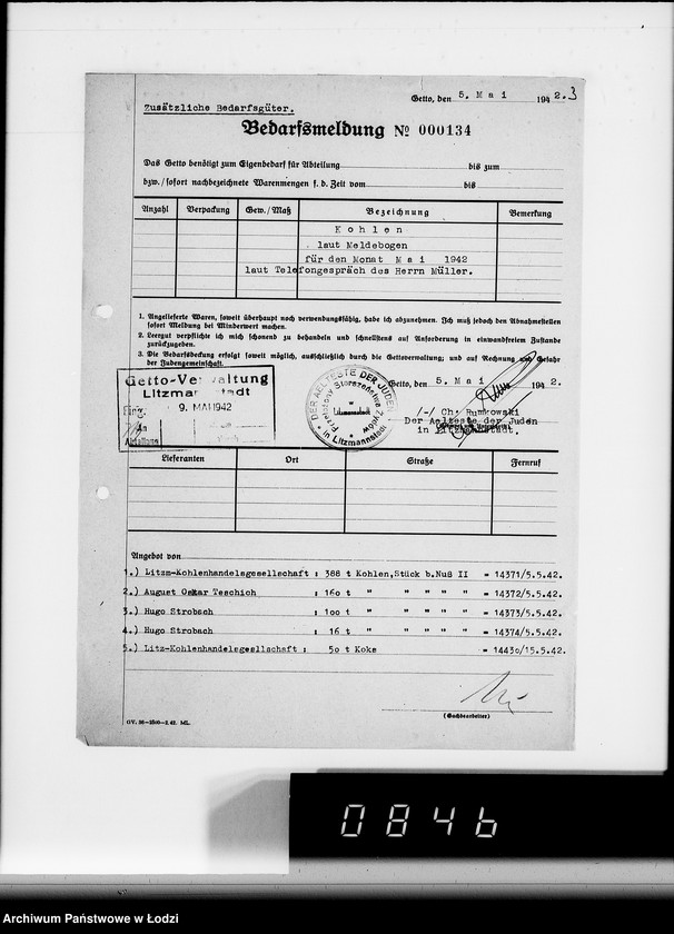 Obraz 7 z jednostki "Aufträge [Lieferscheinen und Rechnungen] 14370-14430 [Dostawy artykułów pierwszej potrzeby do Getta]"