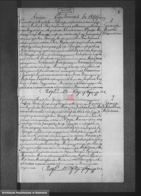 Obraz 5 z jednostki "Dublikat aktov graždanskogo sostoâniâ prihoda Bržuza rodivšihcâ, brakosočetavšihsâ i umeršyh v 1899 godu"