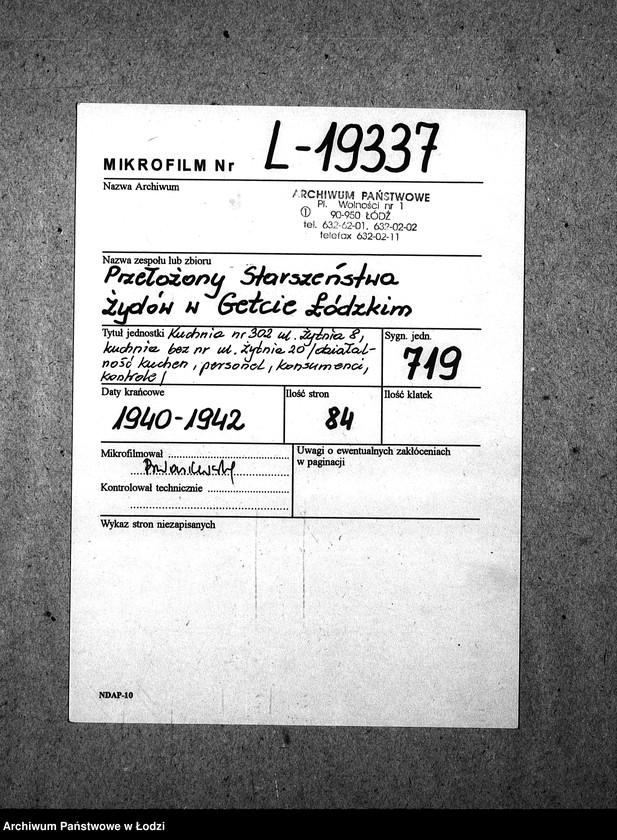 Obraz 2 z jednostki "[Kuchnia nr 302, ul. Żytnia 8. Kuchnia, ul. Żytnia 20. Działalność kuchni, personel, konsumenci, kontrole]"