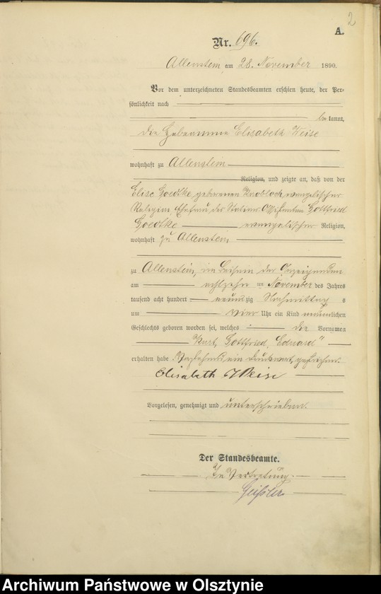 image.from.unit.number "Geburts-Haupt-Register Tom III,Nr 696 - 775"