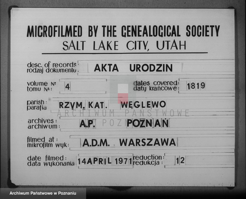 image.from.team "Akta stanu cywilnego Parafii Rzymskokatolickiej Węglewo (pow. poznański)"