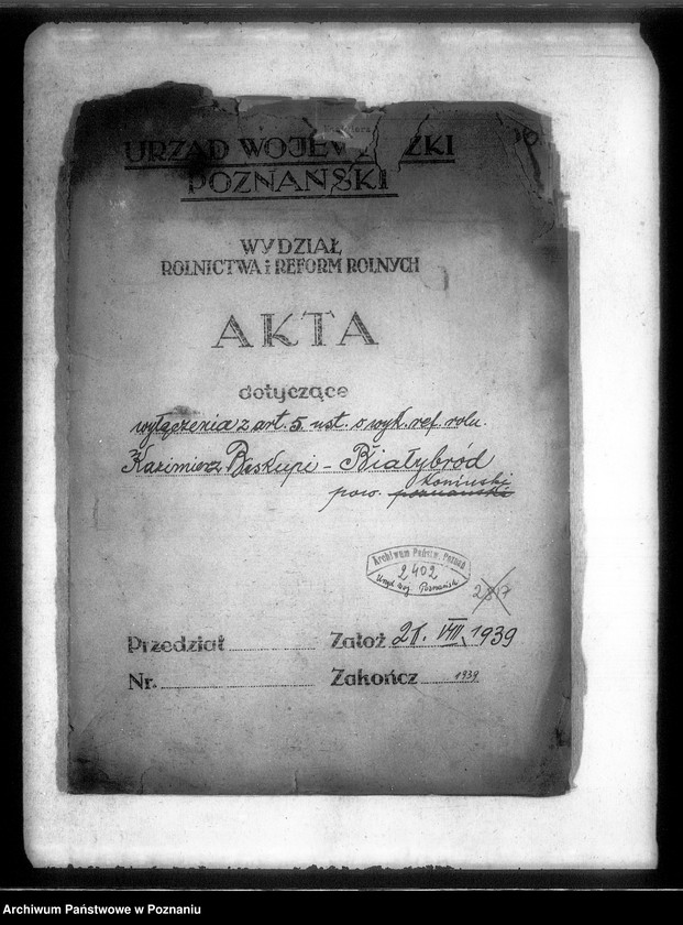 Obraz 4 z jednostki "wyłączenie z art. 5 ustawy o wykonaniu reformy rolnej we wsi Kazimierz Biskupi Białybród powiatu konińskiego"