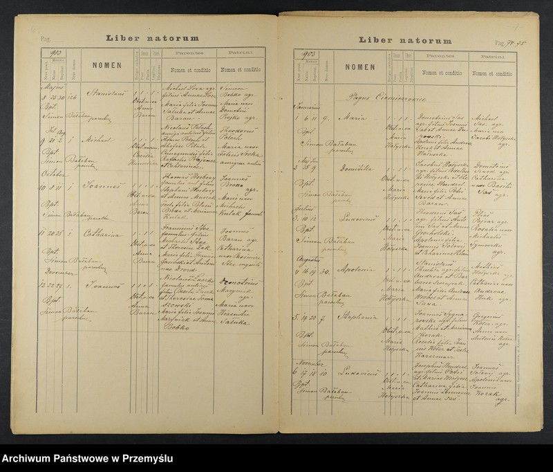 image.from.unit.number "Extractus e libris metricalibus copulatorum natorum et mortuorum dioecesis Premisliensis decanatus Pruchnicensis parochiae Kosienicensis ex Anno 1903"