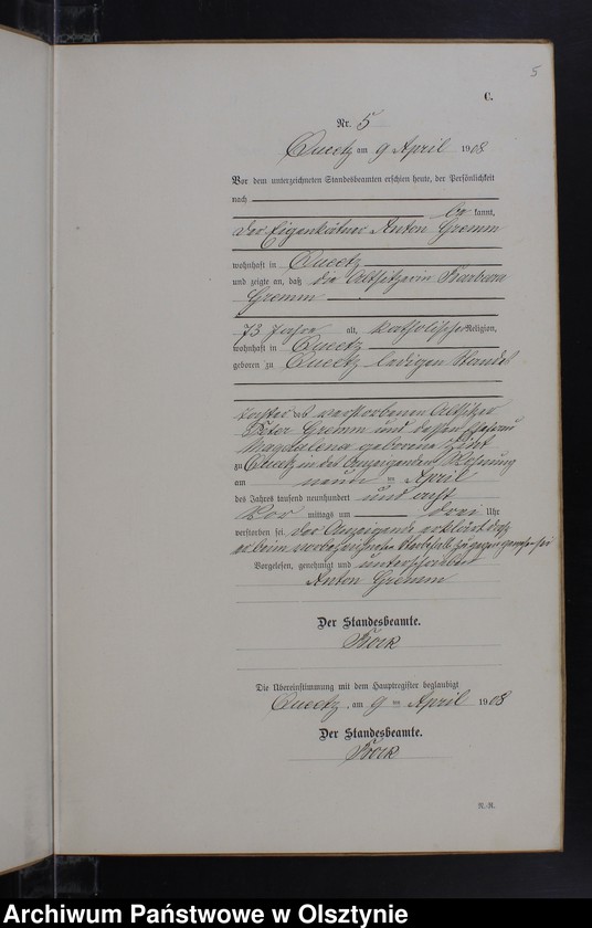 image.from.unit.number "Sterbe-Neben-Register Nr 1 - 23"