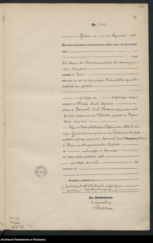 Obraz 17 z jednostki "Księga miejscowa zgonów tom V [Rejestr główny zgonów]"