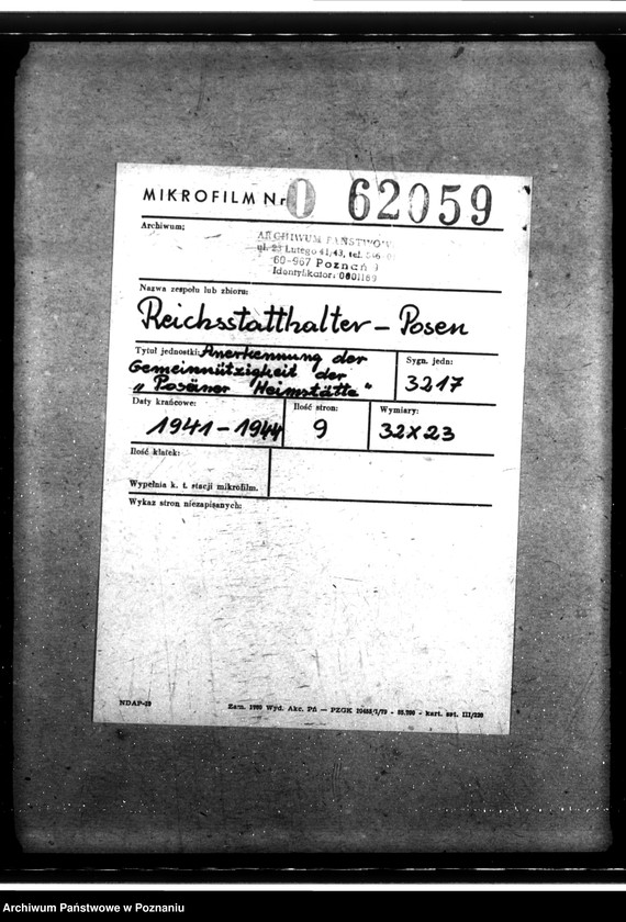 Obraz 2 z jednostki "Anerkennung der Gemeinnützigkeit der "Posener Heimstätte""