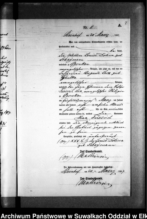 image.from.unit.number "Geburts-Neben-Register des Preussischen Standes-Amtes Gr. Strengeln Kreis Angerburg"