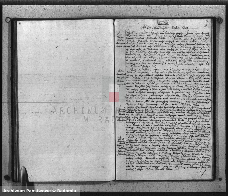 image.from.unit.number "Dupplikat Akt Religiyno- Cywilnych Urodzenia, Zaślubienia i Zeyścia parafii Kowali Stępociny Roku 1838"