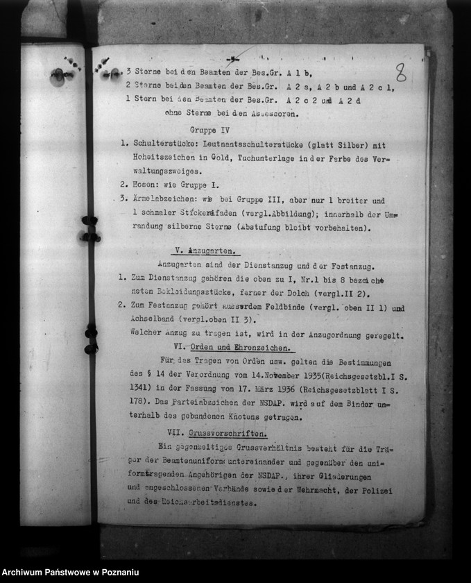 Obraz 12 z jednostki "Beamtenunform. Mitarbeit mit der Posenschen Feuersozietät. Personalstandserhebungen"