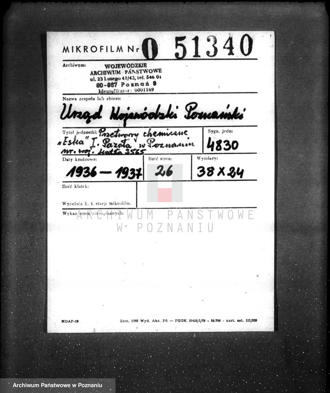 Obraz 2 z jednostki "Przetwory roślninne "Eska" I. Pazoła w Poznaniu nr woj. kotła 2565"