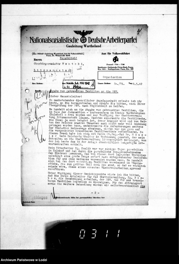 Obraz 9 z jednostki "Kleiderkammer. [Sprawa dostaw dla NSV]"