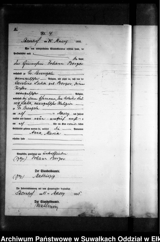 image.from.unit.number "Geburts-Neben-Register des Preussischen Standes-Amtes Gr. Strengeln Kreis Angerburg"